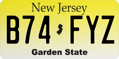 NJ license plate B74FYZ