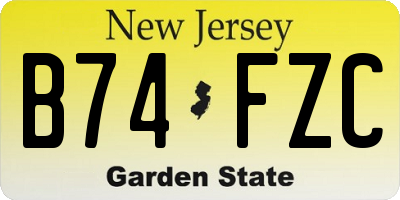 NJ license plate B74FZC