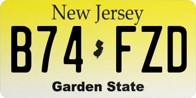 NJ license plate B74FZD