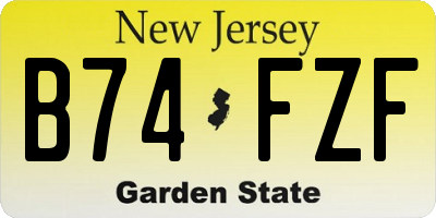 NJ license plate B74FZF
