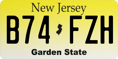 NJ license plate B74FZH