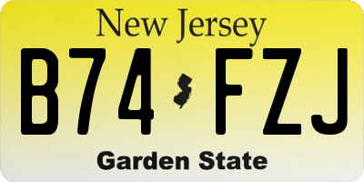 NJ license plate B74FZJ