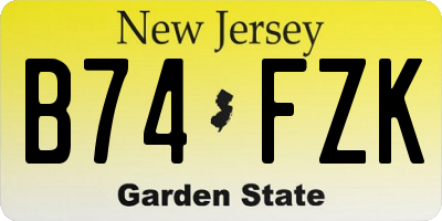 NJ license plate B74FZK