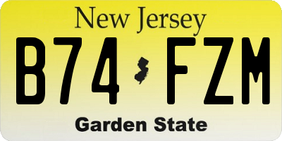 NJ license plate B74FZM