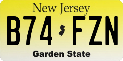 NJ license plate B74FZN