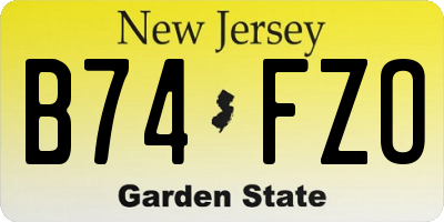 NJ license plate B74FZO