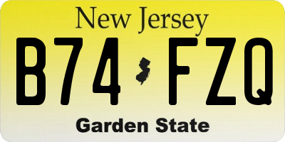 NJ license plate B74FZQ