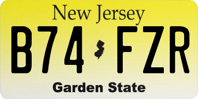 NJ license plate B74FZR