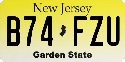 NJ license plate B74FZU