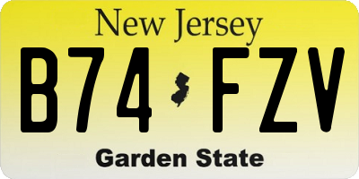 NJ license plate B74FZV