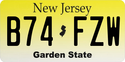 NJ license plate B74FZW