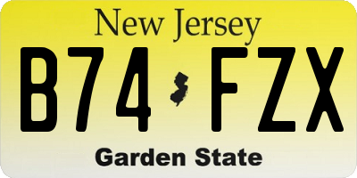NJ license plate B74FZX