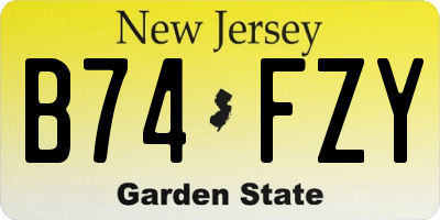 NJ license plate B74FZY