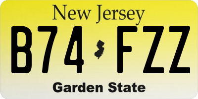 NJ license plate B74FZZ