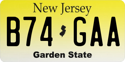 NJ license plate B74GAA