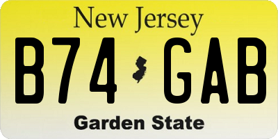 NJ license plate B74GAB