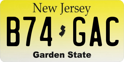 NJ license plate B74GAC