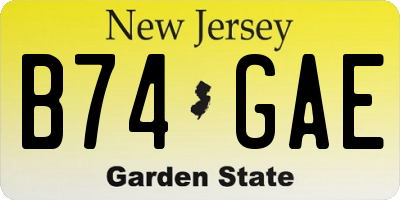 NJ license plate B74GAE