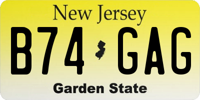 NJ license plate B74GAG