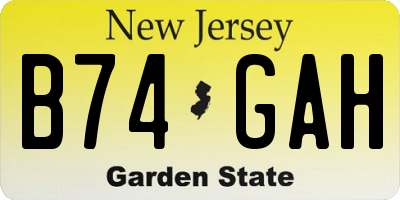 NJ license plate B74GAH