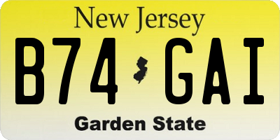 NJ license plate B74GAI