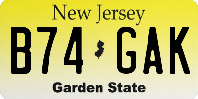 NJ license plate B74GAK