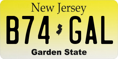NJ license plate B74GAL
