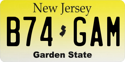 NJ license plate B74GAM