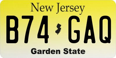 NJ license plate B74GAQ