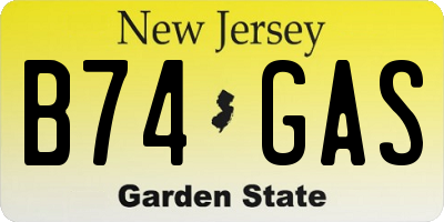 NJ license plate B74GAS