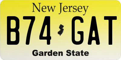 NJ license plate B74GAT