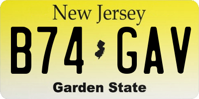 NJ license plate B74GAV