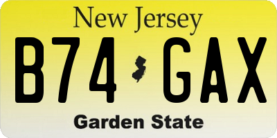 NJ license plate B74GAX