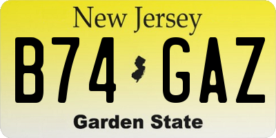 NJ license plate B74GAZ