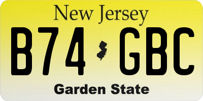 NJ license plate B74GBC