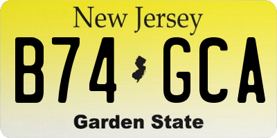 NJ license plate B74GCA
