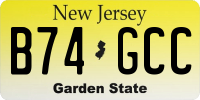 NJ license plate B74GCC