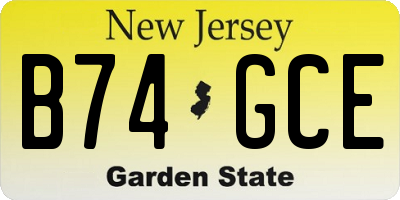 NJ license plate B74GCE