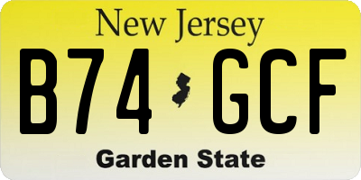 NJ license plate B74GCF