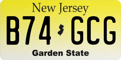 NJ license plate B74GCG