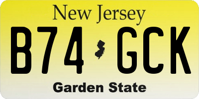 NJ license plate B74GCK