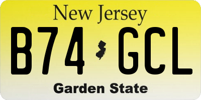 NJ license plate B74GCL