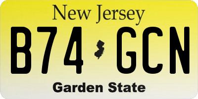 NJ license plate B74GCN