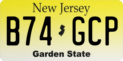 NJ license plate B74GCP