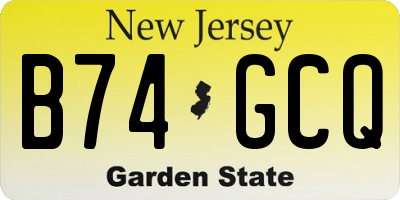 NJ license plate B74GCQ