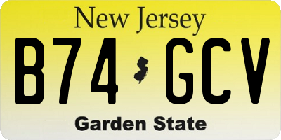 NJ license plate B74GCV