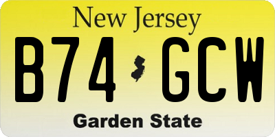 NJ license plate B74GCW