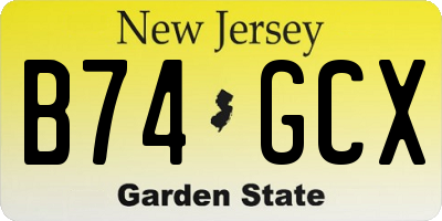 NJ license plate B74GCX