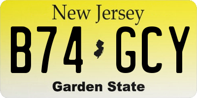 NJ license plate B74GCY
