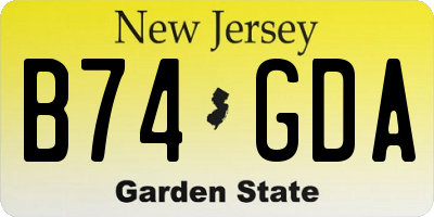 NJ license plate B74GDA